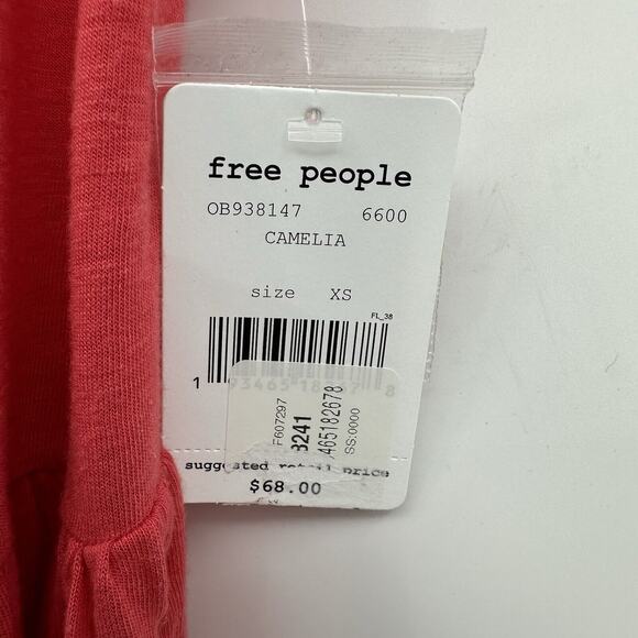 Free People Charlie Tee Size XS Women Oversized Short Sleeve Flounce Ruffle Red - Picture 9 of 11